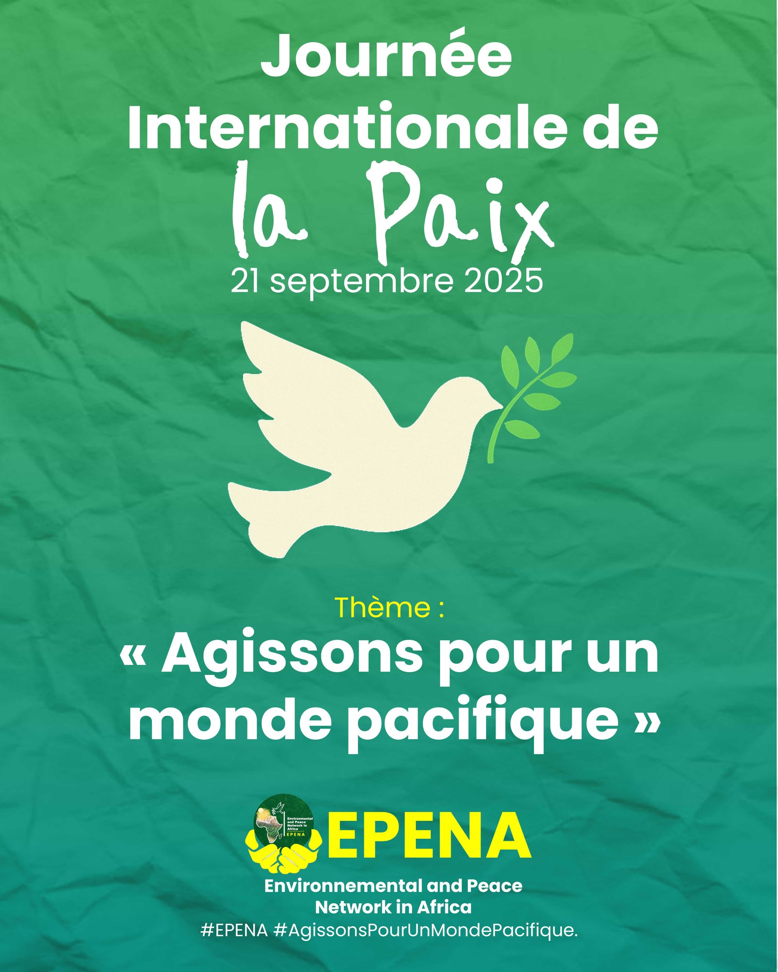 🌿 Journée Internationale de la Paix 2025 : Agissons pour un monde pacifique